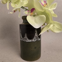 brun-grøn-glaseret-cylindervase-keramik-W.Germany-gammel-vase-genbrug